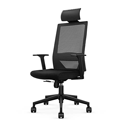 uotmui Bequemer Schreibtischstuhl Office Desk Stuhl, hohes schwarzes Mesh -Schwenkanpass, Drehstuhl mit Verstellbarer Lendenwirbelsäule und Kopfstütze Schreibtischstühle fürs Homeoffice von uotmui