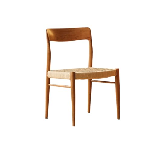 uotmui Bequemer Schreibtischstuhl Seilgeflochtener Sitz, Esszimmerstuhl, Massivholz, Wohnzimmerstuhl, Retro-Stuhl im Landhausstil, 19 Zoll Schreibtischstühle fürs Homeoffice von uotmui