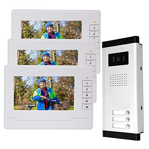 uoweky RFID Zutrittskontrollkamera-Gegensprechanlage verkabelt 7"Zoll-Monitor-Video-T¨¹rsprechanlage mit T¨¹rklingel f¨¹r 3 Apartments ¡" von uoweky