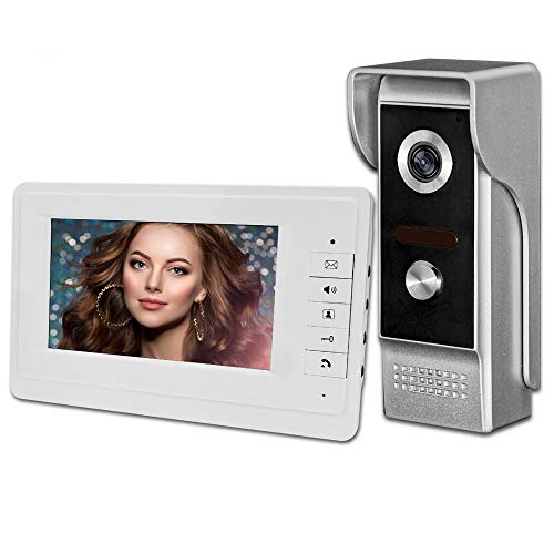 uoweky Video-Gegensprechanlage Türklingel 7 '' TFT LCD Kabelgebundene Video-Türsprechanlage Unterstützt die IR-Kamera für den Inneninnenmonitor 700TVL (1 Camera 1 Monitor) von uoweky