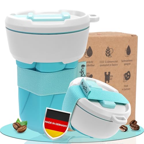 MuC My useful Cup® – Faltbarer Kaffeebecher to go – klimaneutraler & BPA-freier Mehrwegbecher – Kaffeetasse Made in Germany – Kaffee to go Becher 350 ml für Büro, Schule, Outdoor und im Auto von up2u