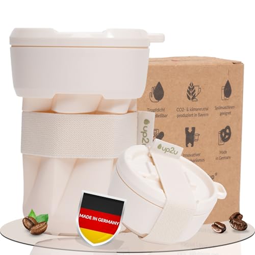 MuC My useful Cup® – Faltbarer Kaffeebecher to go – klimaneutraler & BPA-freier Mehrwegbecher – Kaffeetasse Made in Germany – Kaffee to go Becher 350 ml für Büro, Schule, Outdoor und im Auto von up2u