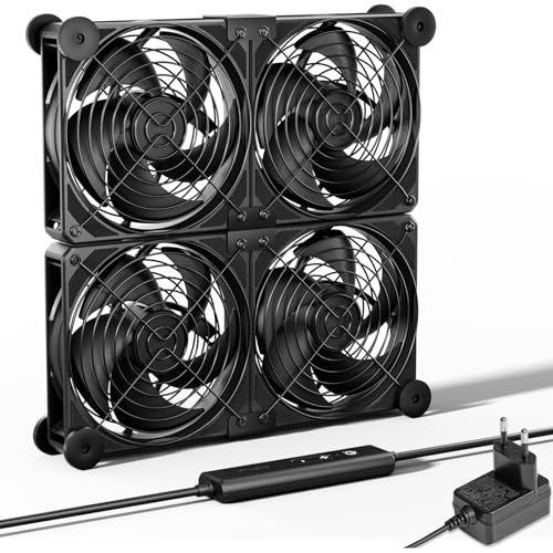 upHere AC 220V Lüfter 120mm,DC 12V PC Ventilator,Dual Kugellager mit 5 Einstellbare,Geschwindigkeiten mit AC Geschwindigkeit Kontrolle DC 12V Kühlung Lüfter für PC Laptop,4PCS,U2DC4. von upHere