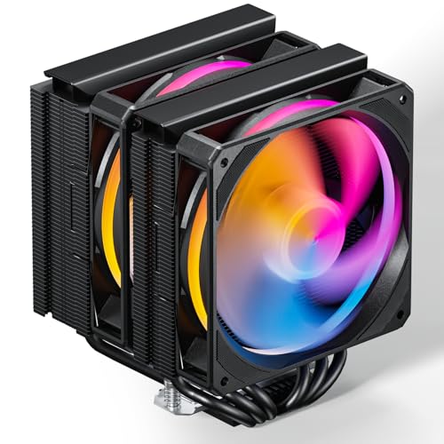 upHere CPU-Kühlkörper mit 6 Heizrohren, doppelter Turm mit doppeltem 120 mm RGB-LED-Lüfter, adressierbarer PWM LED-Lüfter, CPU-Lüfter für Universalsockel Intel LGA 2011/2066/(X79/X99) AMD AM5/AM4,D6DC von upHere
