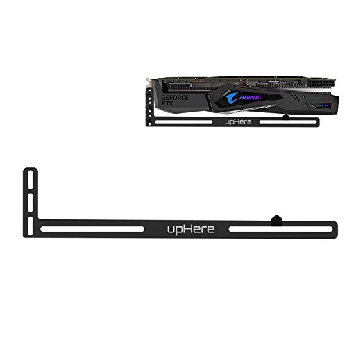upHere GL05 Grafikkarten-Halterung für Grafikkarten, GPU, Holderhalterung, eloxiertes Luft- und Raumfahrt-Aluminium, Einzel- oder Doppelschlitz-Karten (schwarz), Schwarz von upHere