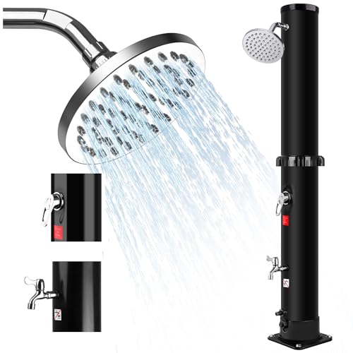 upstartech Solardusche 35 Liter | Gartendusche Solar Pooldusche mit bodenplatte | 360° Verstellbarer Duschkopf | Heiß- und Kaltwassereinstellung | Druckregulierung | Wasserhahn(Kaltes Wasser) (40L) von upstartech