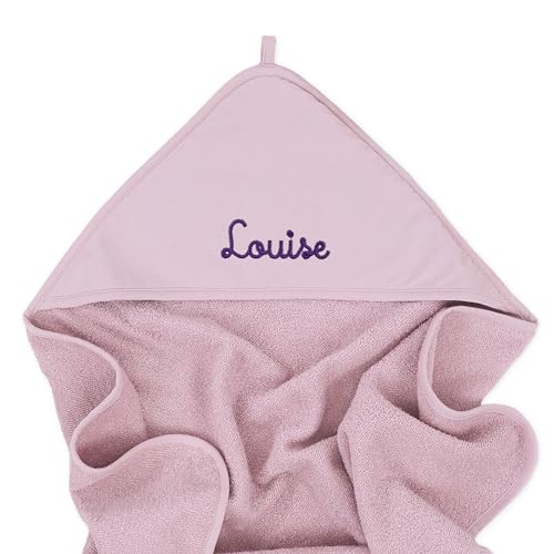 upstitch studio Baby und Kinder Kapuzenhandtuch mit Namen personalisiert für Jungen und Mädchen, Handtuch Baby, Handtuch Kind, Bestickt, 75x75cm, 100% Baumwolle (Mauve) von upstitch studio