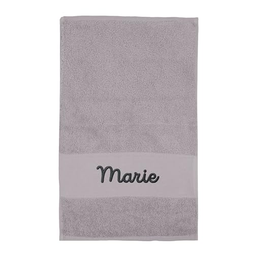 upstitch studio Personalisiertes Gästehandtuch (30x50cm) grau mit Namen Bestickt aus 100% Baumwolle - Vier unterschiedliche Größen - Anthracite Grey von upstitch studio