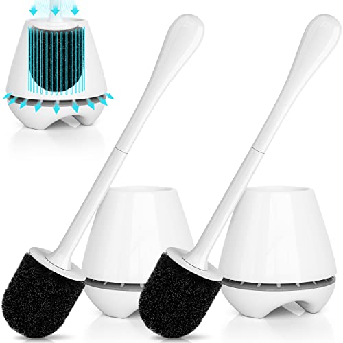 uptronic WC-Bürste und Halter, 2er-Pack, WC-Bürste mit belüftetem Halter, langem und großem Griff, ergonomisch, elegant, langlebig von uptronic