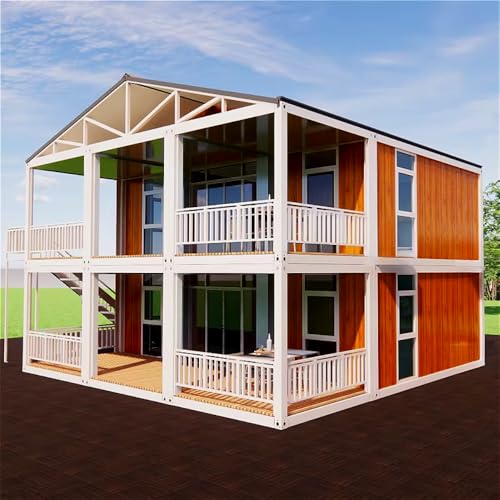 Luxus Doppelschicht Story Dreieckiges Dach Winziges Haus Modular Fertighäuser mit 5-6 Schlafzimmern Küche und Bad Faltbare Häuser für Wohnung Hotel Schlafsaal mit Terrasse von uqlpxz