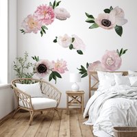 Soft Pink Gartenblumen Wandtattoos | Stadtmauern von urbanwalls