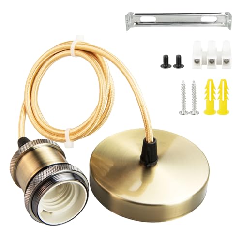 URCIANOW 100 cm verstellbarer Draht, E27-Fassung mit Lampenfassung, Vintage-Kabel, Messingfarbe, wasserdicht, IP44, kann frei installiert werden URCIANOW 100 cm verstellbarer Draht, E27-Fassung mit Lampenfassung, Vintage-Kabel, Messingfarbe, wasserdicht, IP44, kann frei installiert werden von urcianow