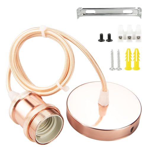 URCIANOW 100 cm verstellbarer Draht, E27-Fassung mit Lampenfassung, Vintage-Kabel, Roségold-Fassung, wasserdicht IP44, kann den Lampenschirm frei installieren URCIANOW 100 cm verstellbarer Draht, E27-Fassung mit Lampenfassung, Vintage-Kabel, Roségold-Fassung, wasserdicht IP44, kann den Lampenschirm frei installieren von urcianow