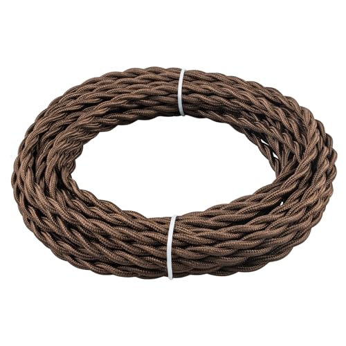 URCIANOW 10M 18AWG Textilkabel 2 Adrigs Brauner Verdrillter Seil-Lichtdraht 2x0.8mm² 18AWG Lampe Seil für antike Lampe DIY-Projekte von urcianow