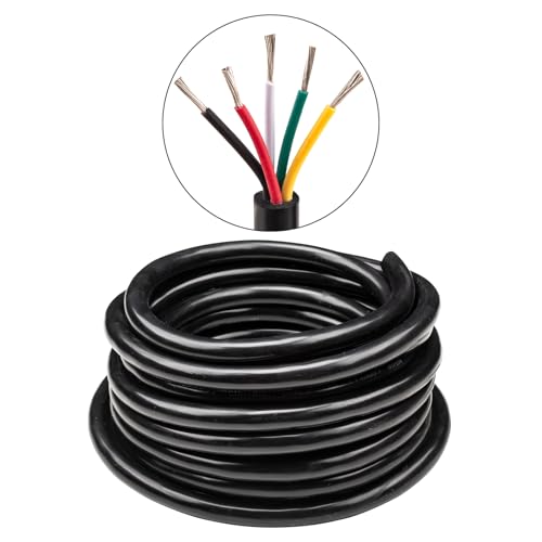 URCIANOW 14AWG 5x2mm² Verlängerungskabel 10 M 5-adriges verzinntes Kupferkabel UL2464 Niederspannungskabel Für Küchengeräte, Klimaanlagen & Audioanlagen Schwarzer PVC-Mantel von urcianow