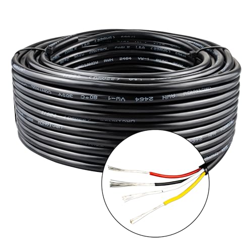 URCIANOW 22AWG 7 Meter Elektrischer Draht 0,3 mm² 4 Leiter Elektrisches Kabel der Stärke 22 UL2464 Elektrischer Draht 22 AWG PVC-Schnur mit Litze Verzinnter Kupferdraht von urcianow