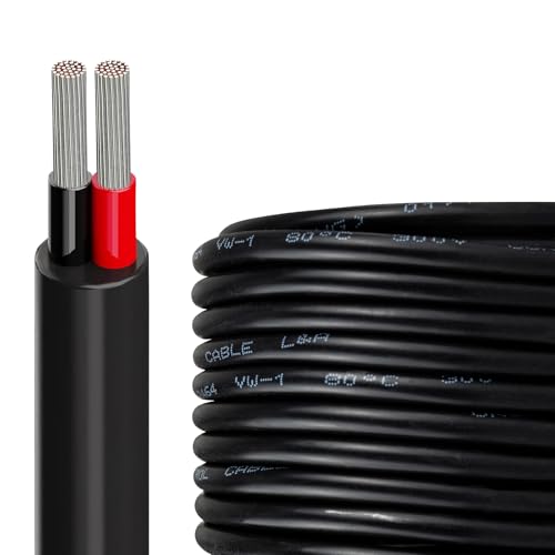 URCIANOW 30 Meter Schwarzes Kabel 2 Adrig Kabel 24AWG 2x0.2mm² Adern Elektrischer Draht UL2464 Elektrischer Draht PVC-Kordel verseilt Kupferdraht verzinnt von urcianow