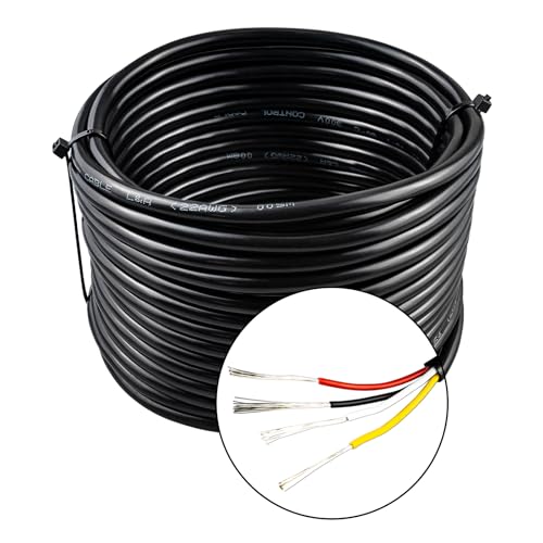 URCIANOW Elektrischer Draht 22 AWG 4 Leiter 0,3mm² PVC-Kordel verseilt Kupferdraht verzinnt (22/4 AWG 10M) - Schwarz von urcianow