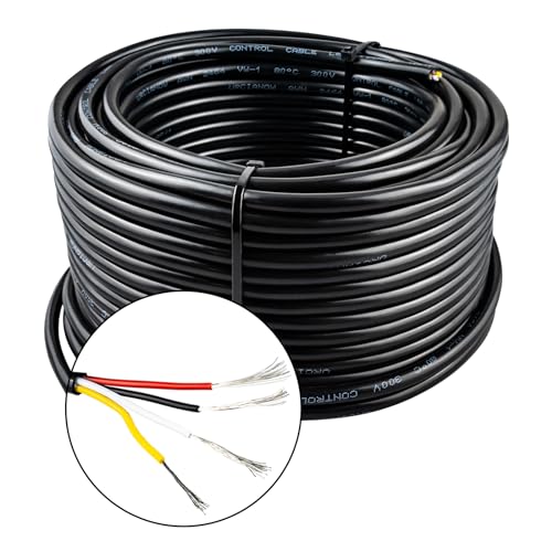 URCIANOW Elektrischer Draht 22 AWG 4 Leiter 0,3mm² Elektrischer Draht 30,5 Meter UL2464 Elektrischer Draht 24 AWG PVC-Kordel verseilt Kupferdraht verzinnt (22/4 AWG 30,5M)… von urcianow