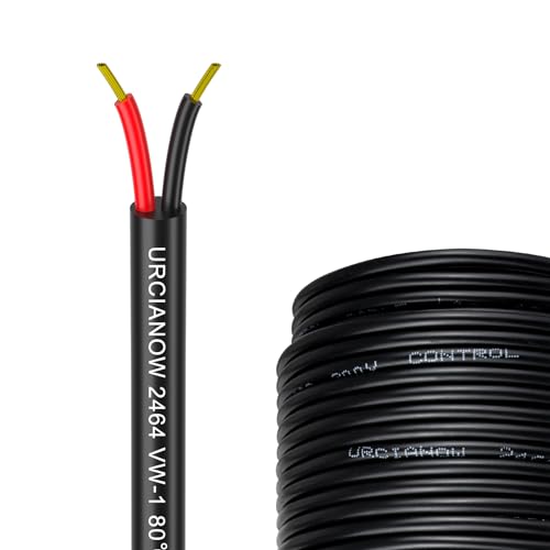 URCIANOW Elektrischer Draht 24 AWG 2 Leiter 0,3mm² Elektrischer Draht 15,24 Meter UL2464 Elektrischer Draht 24 AWG PVC-Kordel verseilt Kupferdraht verzinnt (24/2 AWG 15,24M) von urcianow