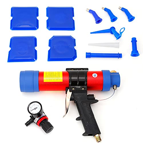 310Ml Pneumatische Glasklebepistole – Profi Druckluft Kartuschenpistole mit 10 Düsen & Alu-Gehäuse | 6 Bar Kaltklebepistole für Glas/Metall/Holz | Inkl. Manometer & Sicherheitsabschaltung von ureggvbu