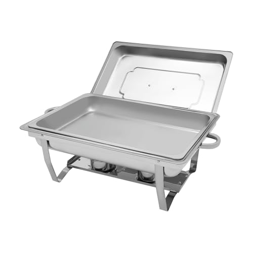Edelstahl Chafing Dish Buffet-Set 9L | Speisenwärmer Buffet-Server mit Alkoholbrenner - Profi Warmhaltewanne für Catering, Hochzeiten & Weihnachtsbuffet (Silber, Spülmaschinengeeignet) von ureggvbu