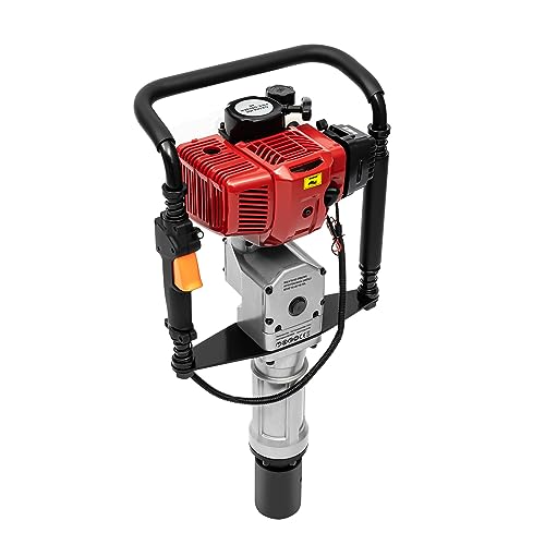 ureggvbu Benzin Pfahlramme 52cc 2 Takt Benzin Motor Pfostentreiber 1900W Hand-Zug-Start Zaunpfahlramme mit 55-70mm Hülsen Einzylinder Benzinpfahlramme für Ramm-Projekten von ureggvbu