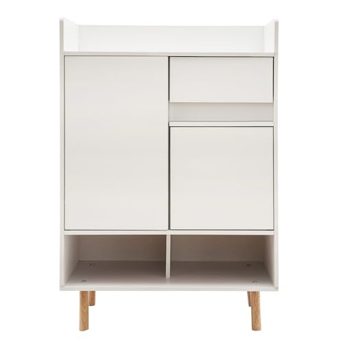 ureggvbu Schuhschrank Freistehender Schuhkommode Schuhkipper Mit Türen Flurschrank Schuhkipepr Aus Holz Mit Schubladen Für Eingangsbereich Und Flur 60 * 32 * 90cm Warmes Weiß von ureggvbu