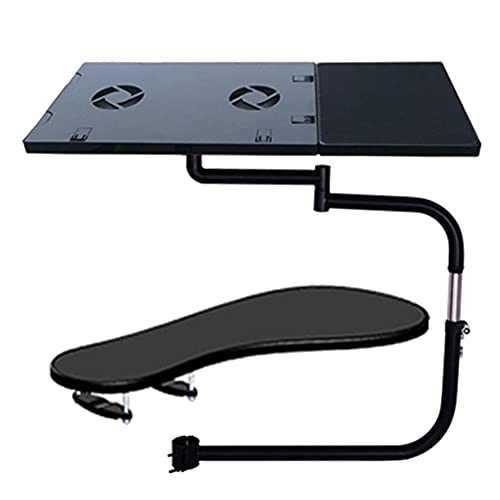 ureggvbu Stuhl Klemme Tastatur Halter 360° Verstellbares Tastaturständer Laptop Tastatur Maus Stuhl Keyboard Ständer mit Mauspad USB Lüfter Laptop Halterung 41 * 27.5CM von ureggvbu