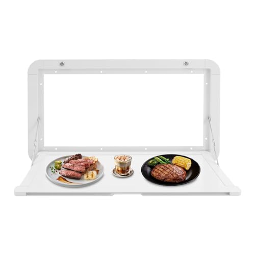 ureggvbu Wohnmobile Klapptisch Wand Picknicktisch Balkontisch für Wohnmobil Klappbar Hängend Wandtisch Abschließbarer Wohnmobil-Tisch für Freien und Arbeitsplatz 80x 45x 5 cm (Weiß) von ureggvbu
