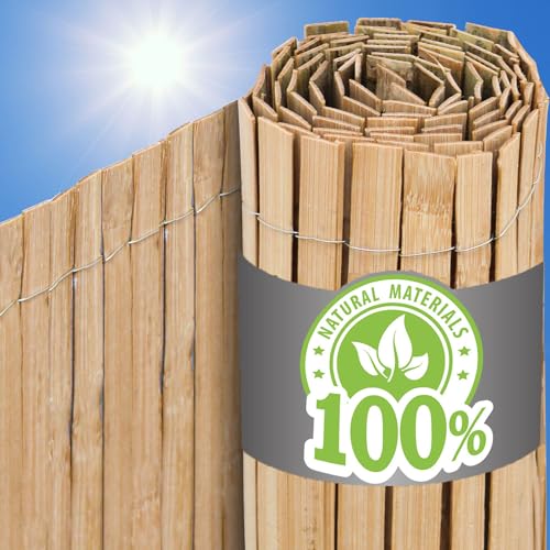 UrFence Deine Oase: 100x300 Bambus Sichtschutz Zaun Holz - 100% Natur Bambusstäbe Wetterfest - Bambuszaun Sichtschutzmatte für Balkon Terrasse Gartenzaun - Pergola Windschutz Garten Sichtschutzwand von urfence