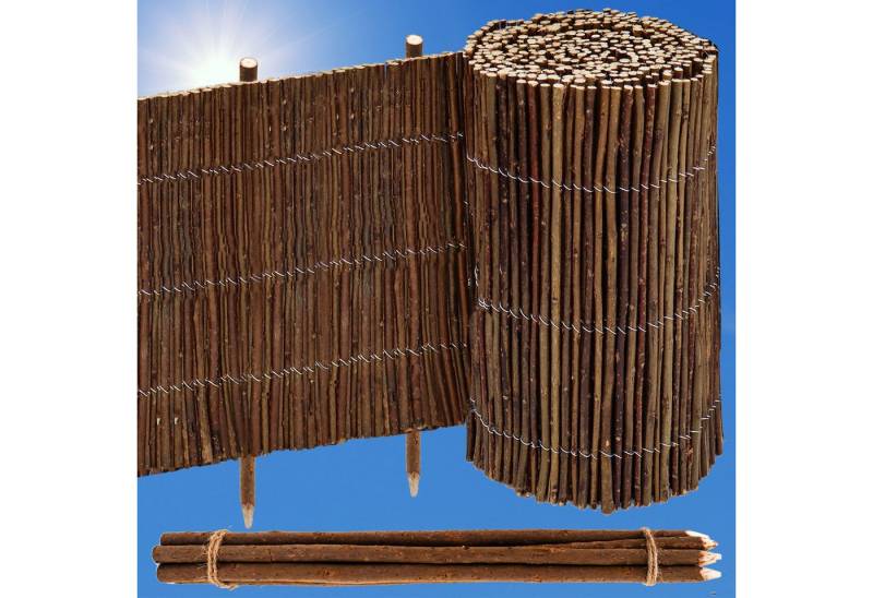 urfence Zaun 300x30 Beeteinfassung Weide Rollborder mit 7 Pflöcken, Rasenkante Beetumrandung von urfence