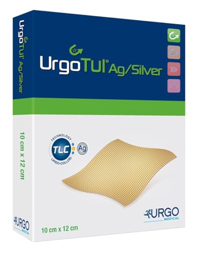 urgo 509360 Verbände, Urgotül, 5 cm x 5 cm, Silber (10-er pack) von Urgo
