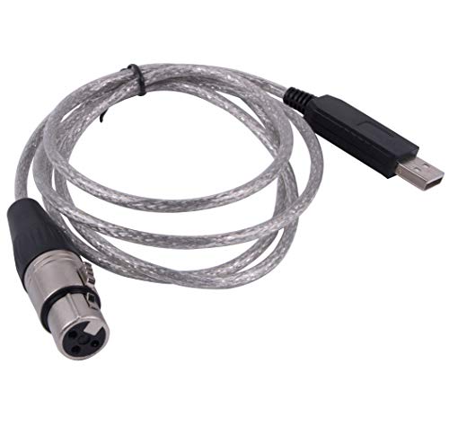 USB zu DMX 512 Schnittstellenadapter Controller DMX512 PC Bühnenbeleuchtung Controller Dimmer Dongle RS485 Serial 3pin XLR Konverter Unterstützung Freestyler Software (4,88 m, schwarze USB-Schale) von usangreen