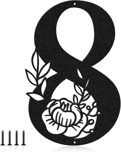 Metall-Buchstabenschild, Wanddekoration, moderne Adressnummern, Buchstaben für Hausdekoration, florales Metallschild, Wandkunst für Hausnummern, Hochzeit, Einweihungsgeschenk (8) von useNumber