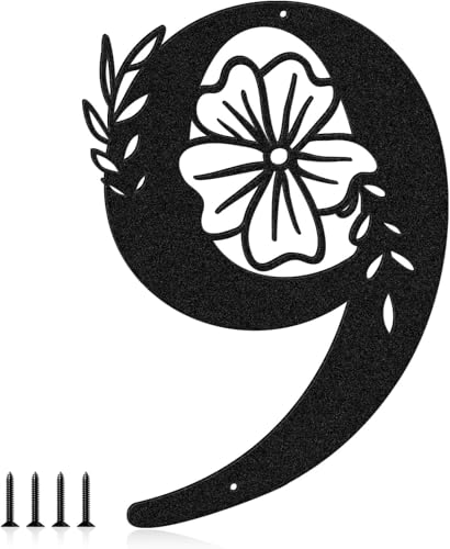 Metall-Buchstabenschild, Wanddekoration, moderne Adressnummern, Buchstaben für Hausdekoration, florales Metallschild, Wandkunst für Hausnummern, Hochzeit, Einweihungsgeschenk (9) von useNumber