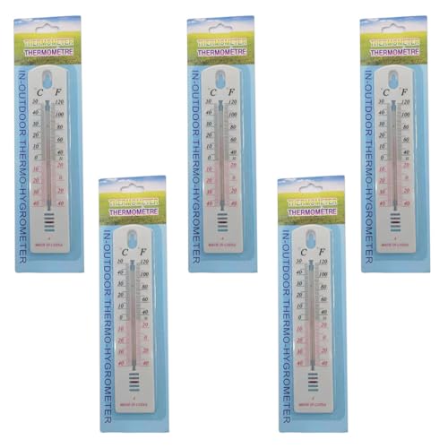 5 Stück Außenthermometer 19.5cm - Temperaturanzeige Von -40 Bis +50°C Analog - Gartenthermometer Auch Für Innen Außen Garten Keller Balkon - Analog Thermometer Wetterfest Für Innen Außen Garten von usefulbeauty