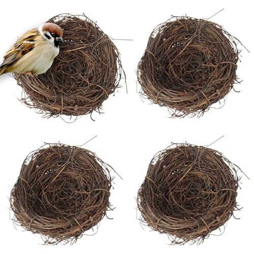 usefulbeauty 4 Stück künstliche Vogelnest – künstliches Vogelnest – Vogelnest aus Rattan – künstliches Vogelnest Vintage | für Baum Osterornamente Frühling Garten Hof Dekorationen von usefulbeauty