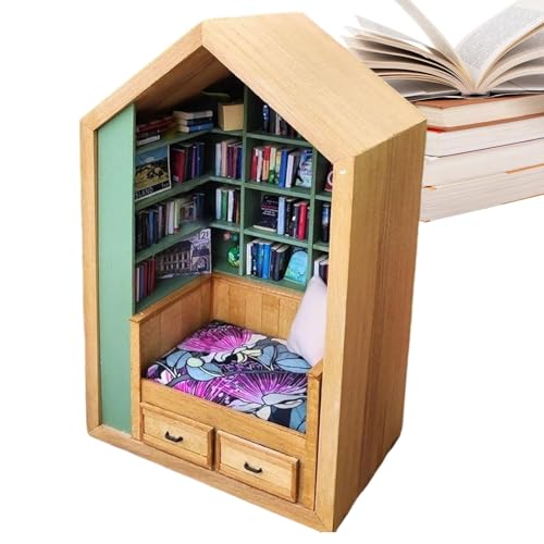usefulbeauty Anti-Stress-Bücherregal, Anti-Stress-Spielzeug, Bücherdekorationsset aus Holz, Anti-Stress, Leseraum – einzigartiges , Miniatur-Szene, Bücherbox, von usefulbeauty