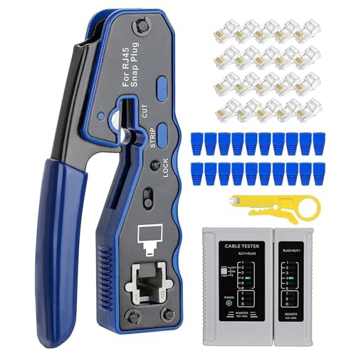 usefulbeauty Crimpzangen-Set für Kabel | Kabelbinder-Set für den Heimgebrauch – ergonomische Zange für Telefonleitungen und Computernetzwerkanwendungen von usefulbeauty