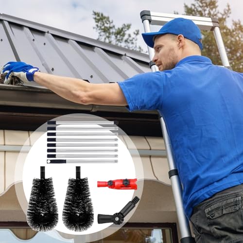 usefulbeauty Dachrinnen Reinigungswerkzeuge für die Säuberung vom Boden - Bürste zum Reinigen von Regenrinnen mit Verstellbarer Teleskopstange,3,2 M Reinigungsstab Für Dachwartung Gartenreinigung von usefulbeauty