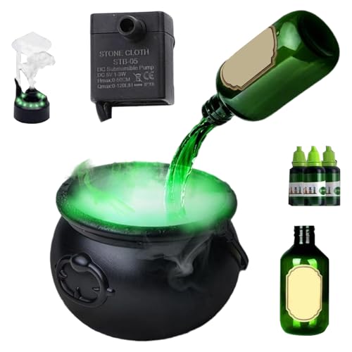 usefulbeauty Diffusor, Grusel Hexenmit Nebelmaschine, Schwarzer Grusel-Deko Party-Deko Geisterhaus Deko für Flur Tisch Küche Innenbereich mit sprudelndem Nebel von usefulbeauty