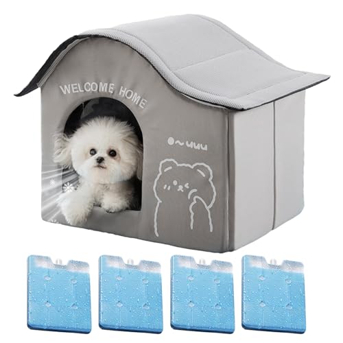 usefulbeauty Erfrischendes Katzenhaus für den Außenbereich – Kühlendes Katzenhaus für den Sommer im Freien – faltbarer Unterschlupf mit Eiswürfelboxen, Möbel für Haustiere, Welpen, Kätzchen, drinnen von usefulbeauty