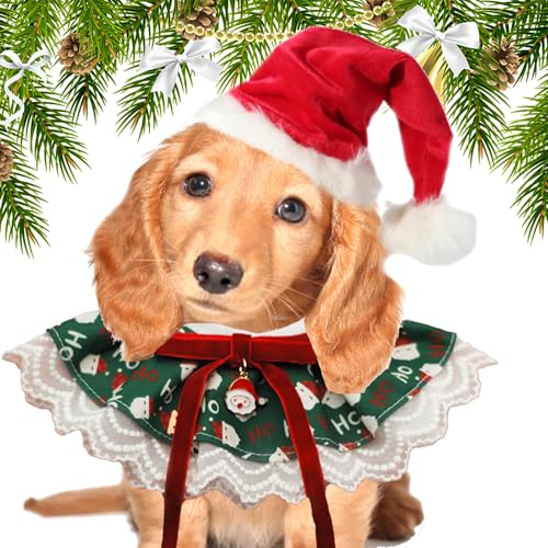 usefulbeauty Hundelätzchen für den Urlaub, Weihnachtslätzchen für Haustiere,Weiche, verstellbare Hundehalstücher, weihnachtliche Hundelätzchen - Niedlicher, atmungsaktiver Haustierschal aus Spitze, von usefulbeauty