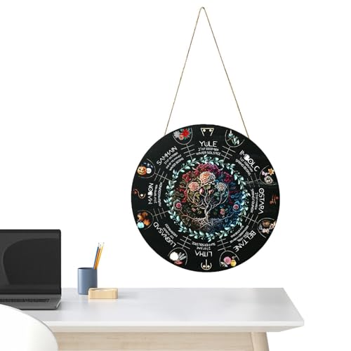 usefulbeauty Kalender des heidnischen Rads des Jahres, Hexenkalender vom Rad des Jahres 12 Zoll | Hexenkalender mit heidnischem Hexenzeichen, Himmelszeichen, Geschenk für von usefulbeauty