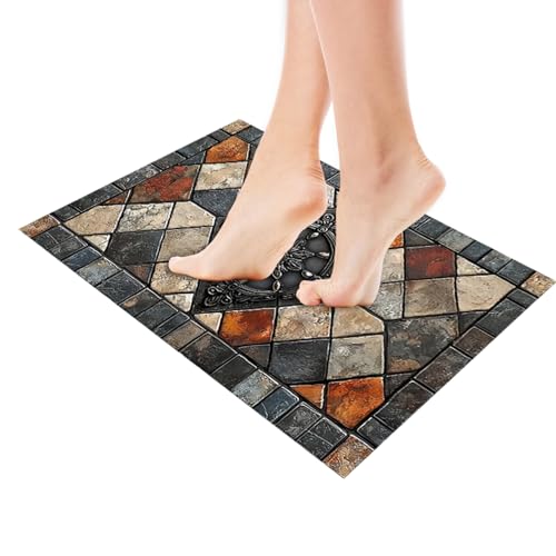 usefulbeauty Retro Teppich für Schlafzimmer - Eingangs Fußmatte - Weicher Quadratischer Bodenbelag 50x80 cm Für Zuhause Balkon Bad von usefulbeauty