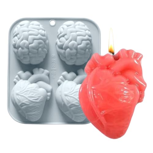 usefulbeauty Silikonform in Form eines menschlichen Herzens – 3D-Formen mit 4 Mulden für Epoxidharz, Antihaft-Werkzeug für Zement, Ton, Seife, Wachs, Dessert von usefulbeauty