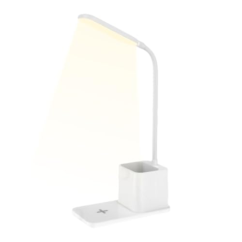 usefulbeauty Studienleuchten für den Schreibtisch,Moderne Schreibtischlampe Mit Wireless Charger - Mit Stifthalter, einstellbarer Helligkeit Beleuchtung, und Schreibtischzubehör mit Handyladegerät für von usefulbeauty