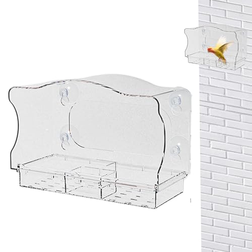usefulbeauty Vogelfutterspender Für Draußen - Transparenter Finkenfutterspender Mit Saugnapf | Wetterfeste Acryl-Futterschale Mit Saugnapfhalterung von usefulbeauty