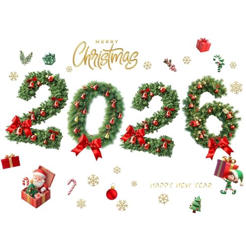 usefulbeauty Weihnachts Fenster Cling Aufkleber - 2026 Frohe Weihnachten Statische Aufkleber für Glastüren,Abziehbare Fensterdeko Urlaubsdekoration Für Winter Wohnzimmer Schlafzimmer Klassenzimmer usefulbeauty Weihnachts Fenster Cling Aufkleber - 2026 Frohe Weihnachten Statische Aufkleber für Glastüren,Abziehbare Fensterdeko Urlaubsdekoration Für Winter Wohnzimmer Schlafzimmer Klassenzimmer von usefulbeauty